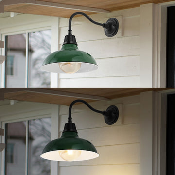 Aurora 12.25" Farmhouse Industrial Indoor/Outdoor Iron LED Gooseneck Arm Outdoor Sconce